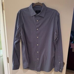 Bugatchi 8 Way Stretch Navy Geometric Button Down Shirt